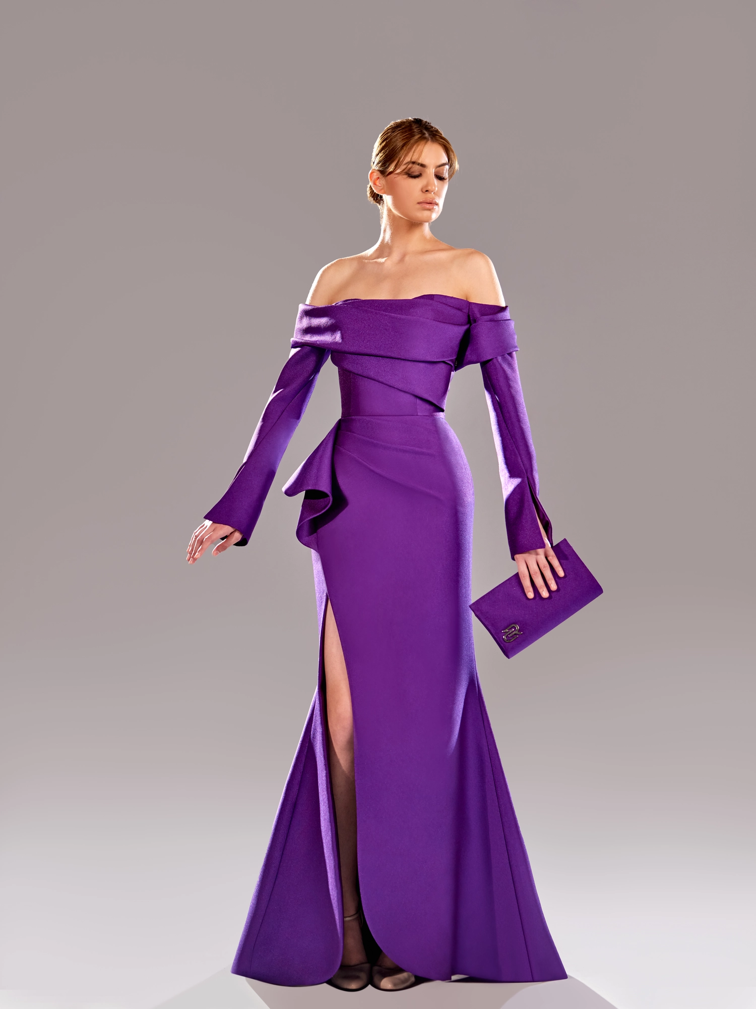 SS 78 -Off Shoulder Tesla Faile With SlitRoyal Purple US 01