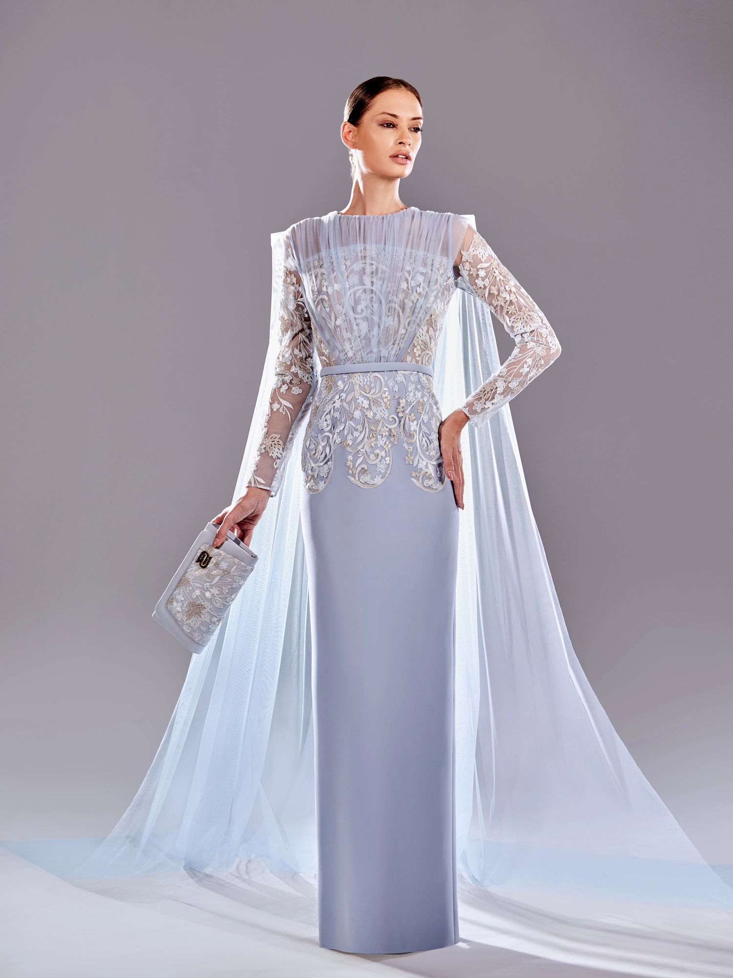 SS 99 - Crepe Thread Embroidery With Tull CupBlue US 01